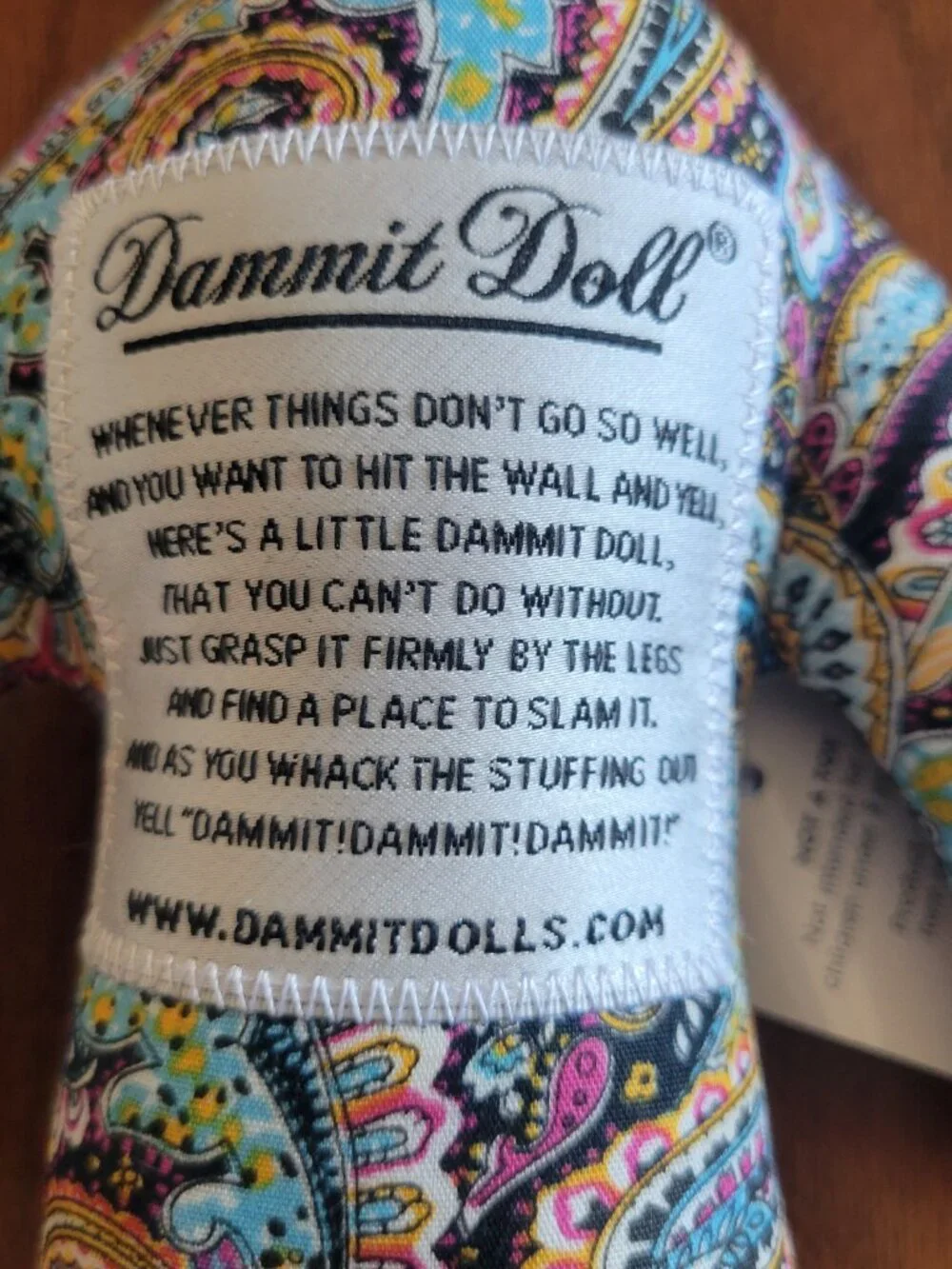 New Dammit Doll Paisley Pattern Stress Gag Plush Gift 12
